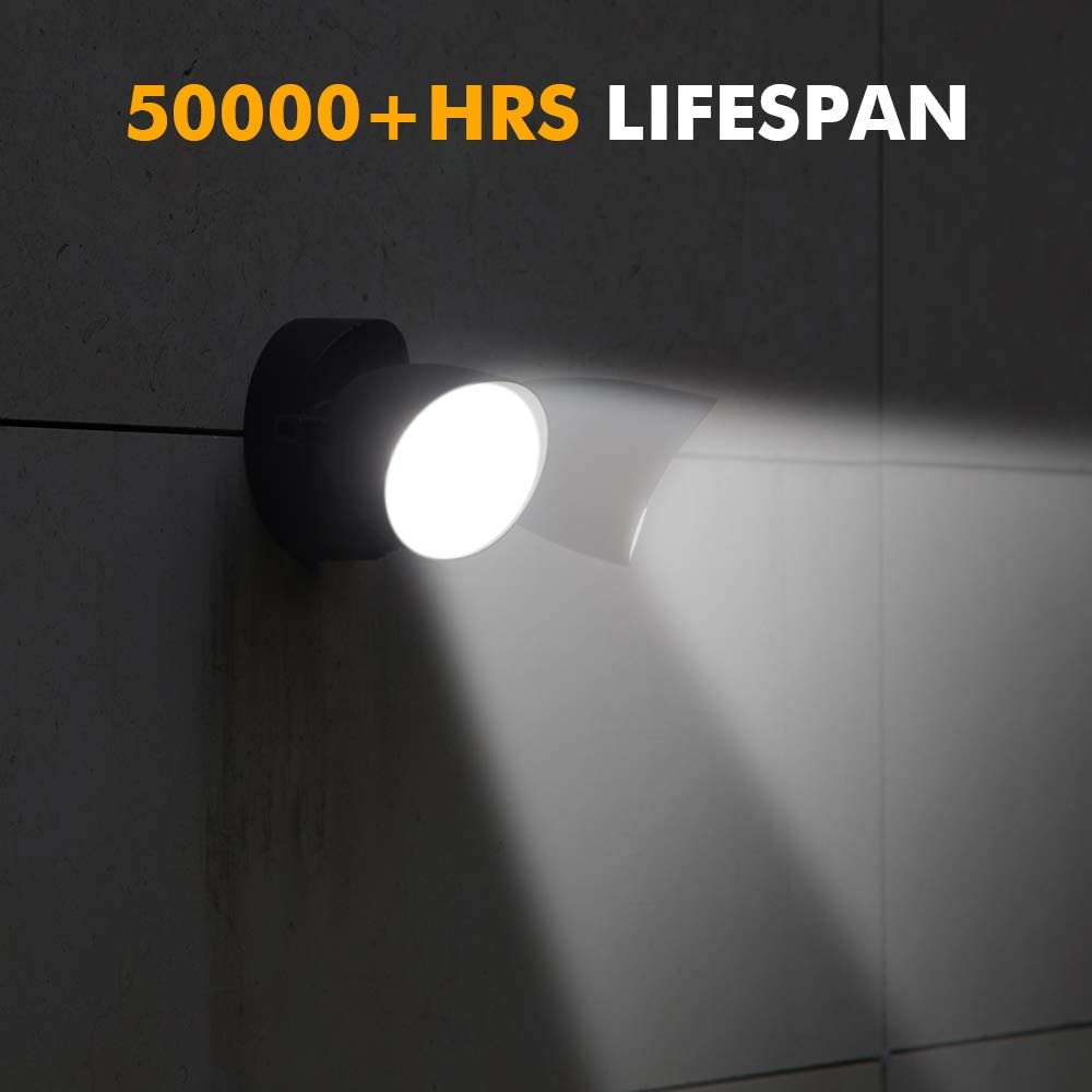 LUTEC 6222B-D2D 2500 Lumen 32 Watt Dusk to Dawn Dual-Head Flood Light Outdoor Waterproof Exterior Security Floodlight Light, Full Metal Design for Patio, Garden, Yard-Black