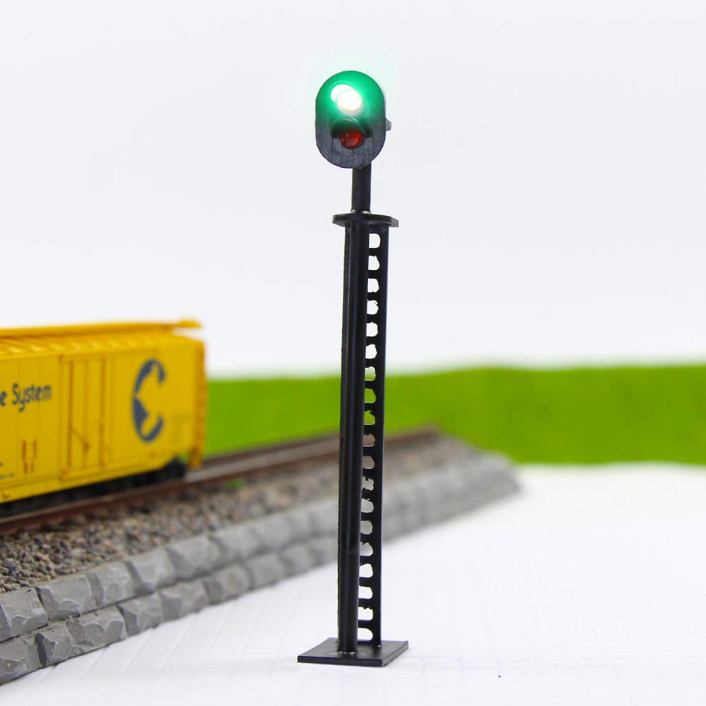 Evemodel Segnali di Blocco Ferroviario Modello 5 Pezzi Scala Ho o OO Verde/Rosso 8 cm 12V LED