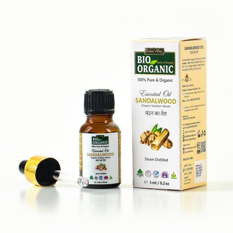 100% Pure Natural Halal Certified Sandalwood Essential Oil Hair care Skin Face Care Aromatherapy Oil, 5ML