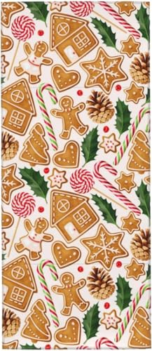 クリスマス ジンジャーブレッド タオル フェイスタオル マイクロファイバー ホテル仕様 ふわふわ 柔らか肌ざわり ハンドタオル 吸水速乾 薄手 バス用品 プレゼント 12x27.5in