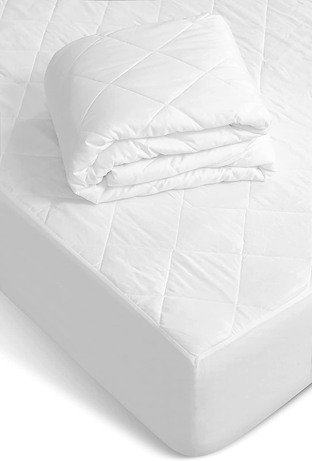 VEARZยฎ Extra Deep 100% Cotton Quilted Waterproof Mattress Cover Fitted Bed Pad Breathable Hypoallergenic Mattress Topper Ultra Soft Protector Cot Double, 40cm