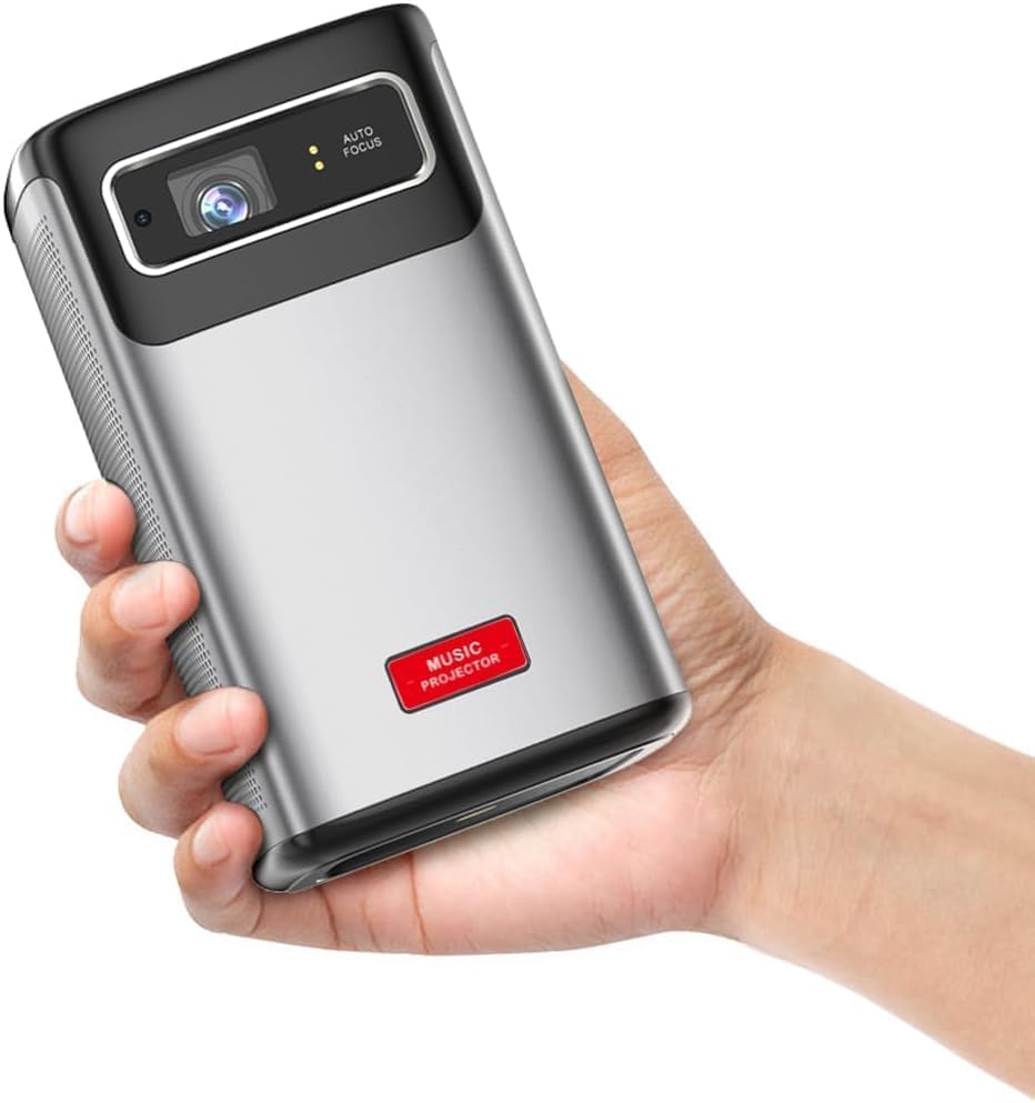gtbox c2000 mini projector with 5g wifi and bluetooth, dlp portable outdoor projector, native 540p (4k supported), auto focus & keystone, built-in 8000 mah battery, dual 5 w speaker for home