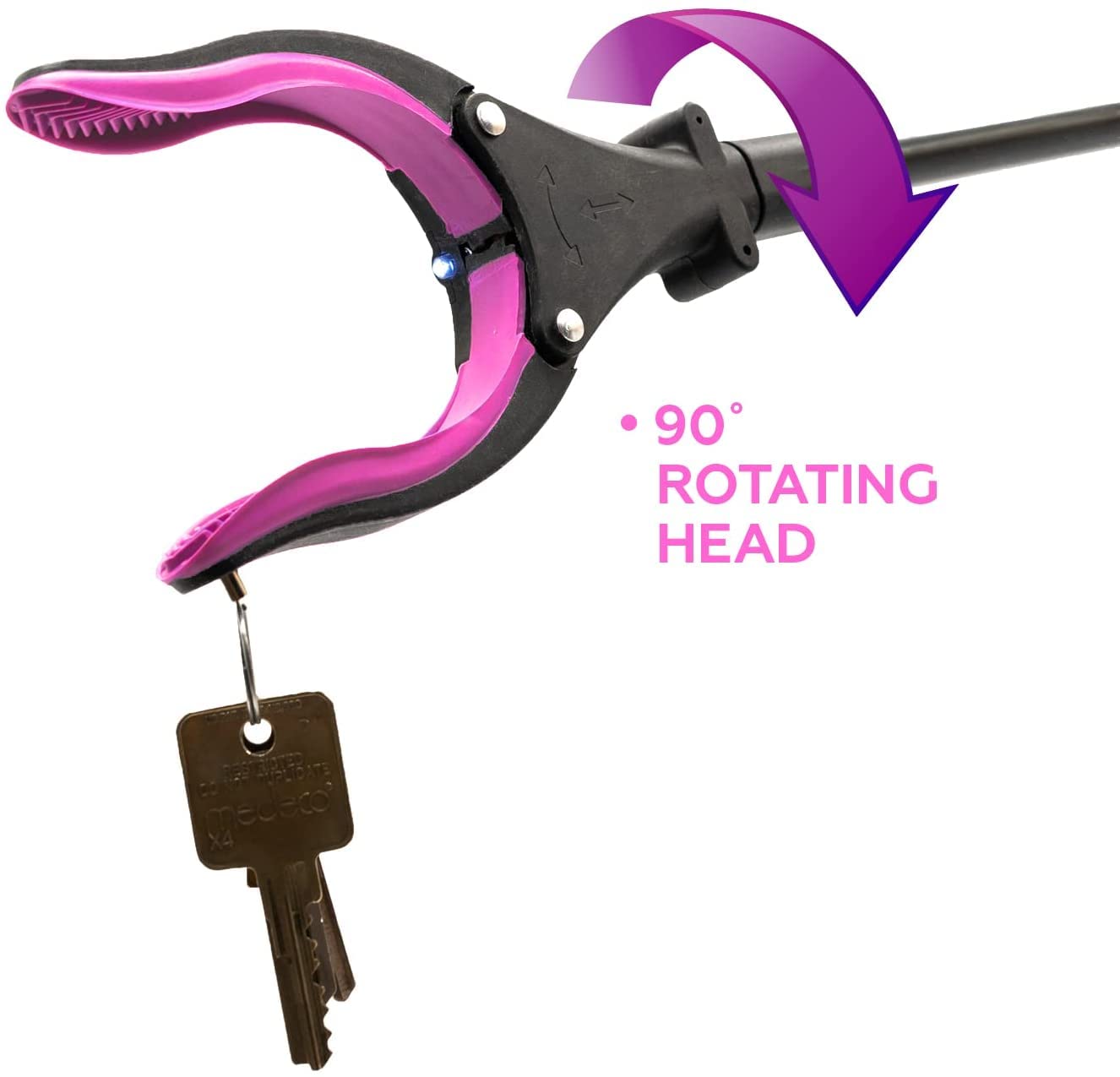 Luxet Greifwerkzeug, 48,3 cm, Aluminium, magnetische Klaue mit LED-Licht, leicht, faltbar, Greifwerkzeug, Greifer für ältere Menschen, Greifwerkzeug, Müllpicker, Greifer, Rosa, 2 Stück