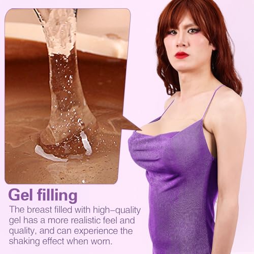 Image of Realistic Silicone Breastplate Strapless Gel Filled with Natural Movement Fake False Breasts for Crossdressing Drag