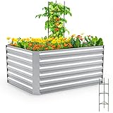 Quictent 48’’x36’’x24’’ Extra-Thick Galvanized Steel Raised Garden Bed Planter Kit Box...