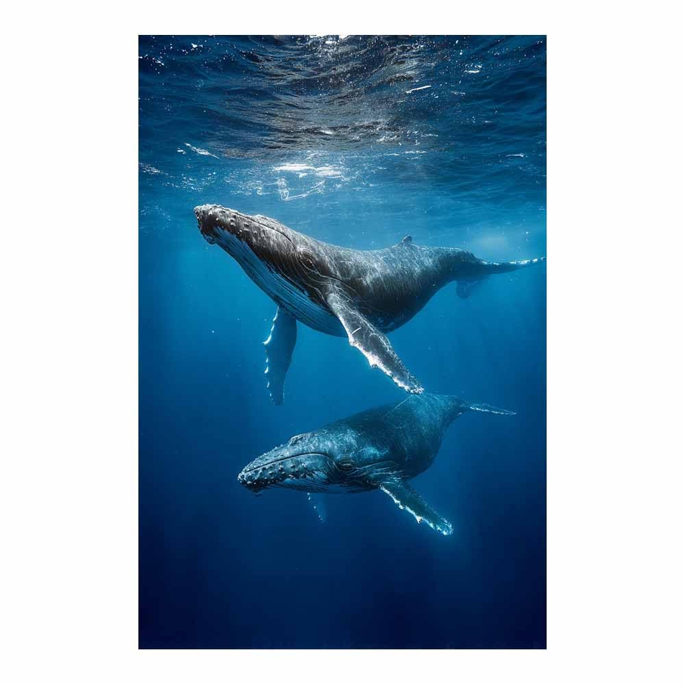 HOQIU Beautiful wall art Underwater Whale Scene canvas artwork for wall, art prints, For living room, bedroom, bathroom, dining room, painting and decor.(Multicolor)-30x40cm Unframed
