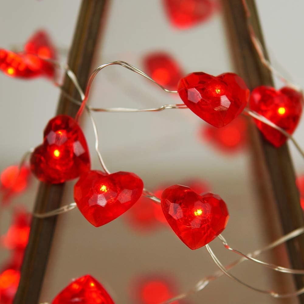 LED-Lichterkette Mit Roten Herzen – 3m, 20 Herzen, Batteriebetrieben – Perfekt Für Valentinstag, Hochzeit & Romantische Abende