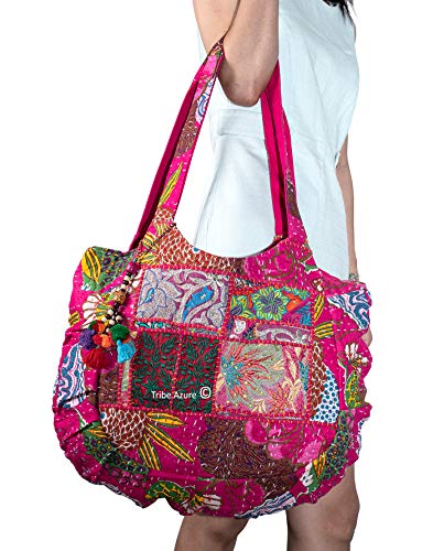 Bolso de hombro de algodón para mujer Tribe Azure Fair Trade miniatura 5