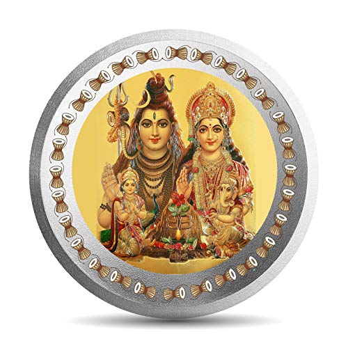 MOHUR Shiv Parvati 50 Gm Silver Coin Coloured (999) Pure Silver