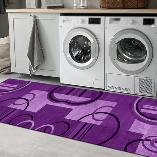 Tapis de couloir anti-fouling lavable violet 100 x 400 cm antidérapant