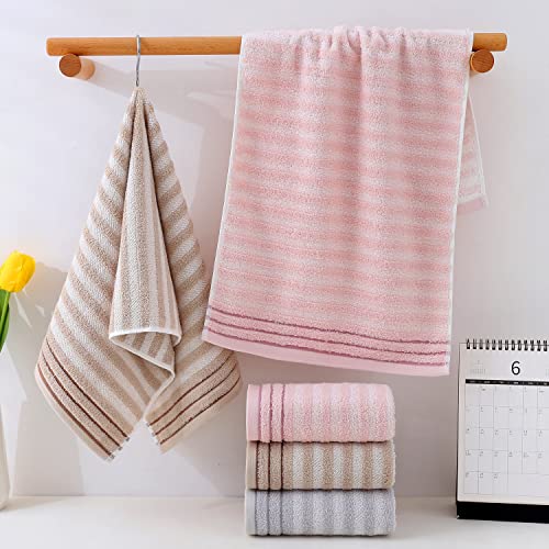 Dyholiland Hand Towels For Bathroom 100% Cotton Soft Highly Absorbent Hand Towel Set (Pink,Beige,Gray) #TOP6