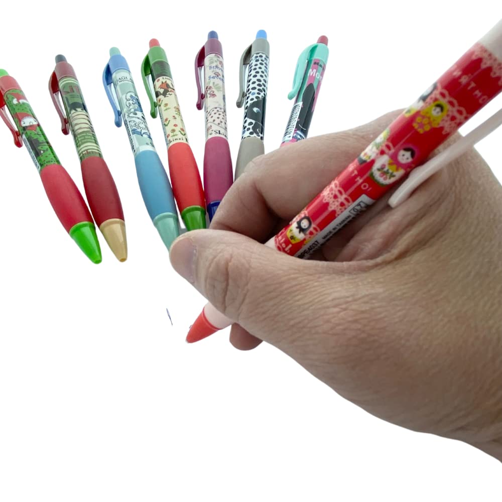 Shinzi Katoh Retractable Ballpoint Pens with rubber Grip, Cute Fairy Tales Characters Pens (Mix of 8 design Pens.) - Image 3