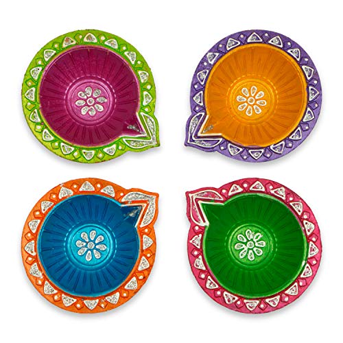 IndoTribe Festive Diyas Festive Decorations Oil Lamp Diwali Lights Clay Diyas for Diwali Tea Light Holder Indian Decor Diwali Gifts Diwali Decor Puja Items Indian Decorations Diwali Candles