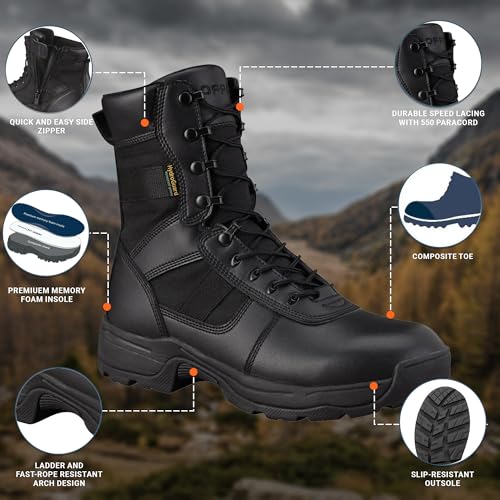 Propper Men's Series 100 8" Side Zip Boot Waterproof Comp Toe Military and Tactical4