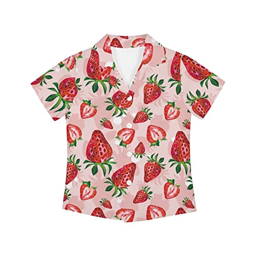 Casual Hawaiian Shirts for Boys Lapel Short Sleeve Button Down Aloha Shirt Men Tropical Summer Beach Kids Shirt for Holiday