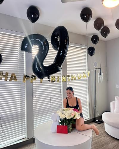 Image of Black Number 2 Balloon 40 Inch, 2nd Birthday Decoration, Sparkling 2 Number Balloon Party Decor