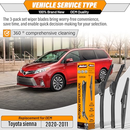 Image of AUTOBOO Windshield Wiper Blade Replacement for Toyota Sienna 2011-2020