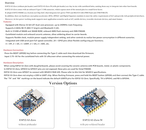 ESP32-S3 Mini Development Board, Based on ESP32-S3FH4R2 Dual-Core Processor, 240MHz, Support 2.4GHz Wi-Fi & Bluetooth 5, Support IoT, Mobile Devices, Wearable Electronic Devices, Smart Homes - Image 3
