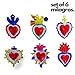 Mexican Milagros Charms - Tin Painted Sacred Heart Ornaments - Mexican Art (Set of 6) - Multicolor