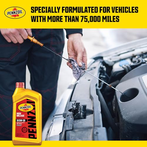 Image of Pennzoil High Mileage Synthetic Blend 5W-30 Motor Oil for Vehicles Over 75K Miles (1-Quart, Single-Pack) (Pack of 2)