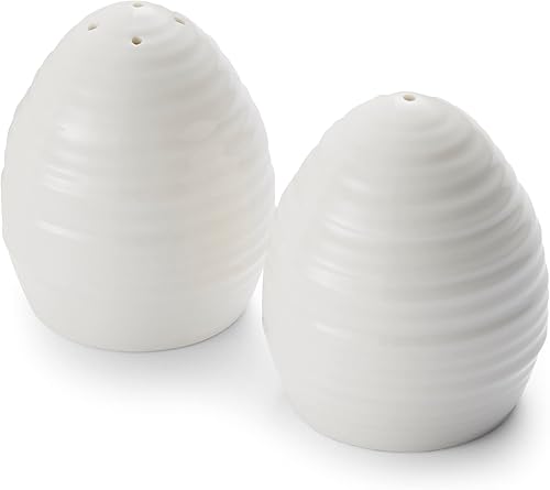 Portmeirion Sophie Conran - Juego de sal y pimienta blanca, salero y pimentero para cocina y mesa, hecho de porcelana fina, decoración clásica del