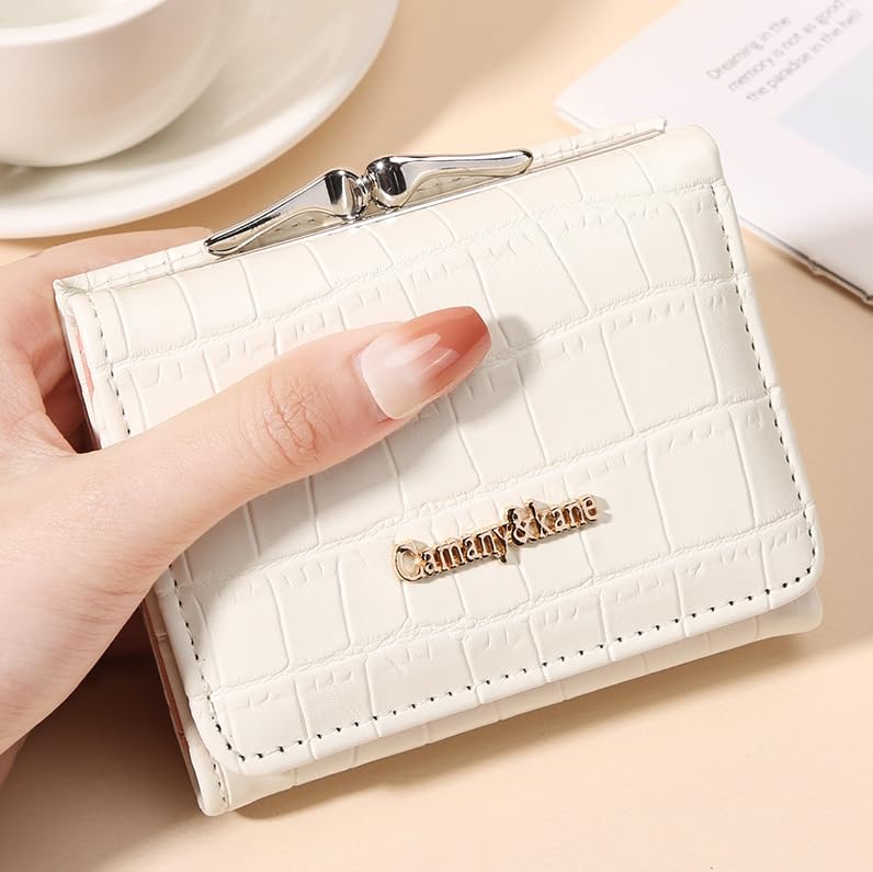 Credit Card Holder Wallet, PU Leather Ultra Slim Wallet, Thin Minimalist Case Card Protector (White)