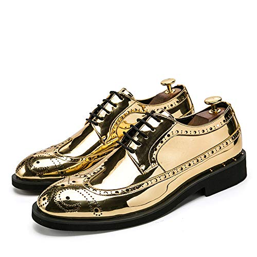Battle Men Men's Patent Oxford Lace Up Brogue Wingtips Solid Color Casual Round Toe Outdoor Shoes Flats Lightweight Formal Men2