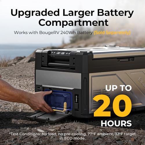 Image of BougeRV 12 Volt Portable Refrigerator, 41 Quart Dual Zone Car Fridge Freezer with APP Control, Compressor Cooler 12 /24V DC, 110~240V AC for Overlanding, Camping, Travel, RV(2026 New Model: Rocky V3.0)