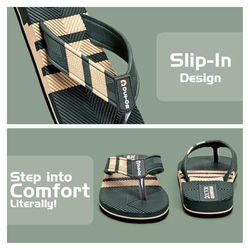Image of Men Stylish Thong Slippers with Textured Anti-Slip Sole, Comfortable Cushioned Footbed, Lightweight Everyday Wear Slippers for Indoor and Outdoor Use