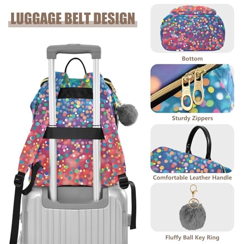 Bolaz Women Fashion Travel Backpack Laptop Rucksack，Casual Daypack Shoulder Bag-Dots Rainbow Colorful Pattern4