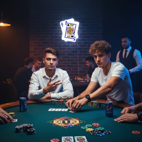 Image of inchA,K inchPoker Neon Signs for Wall Decor LED Playing Cards Neon Light for Poker Room Casino Bar Man Cave Decorations Bedroom Birthday Party Gift for Teens Poker Players