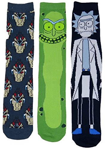 Rick and Morty Mens Casual Crew Socks 3 Pair Pack