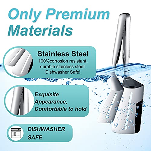 Romooa 304 Stainless Steel Spatula Set Of 2-10 Inch And 12 Inch Double Sided Steak Clamps Cooking Tong Multifunctional Flipping Spatula Tongs Clip For Burgers Bbq Pies Thanksgiving Halloween Christmas thumb #2