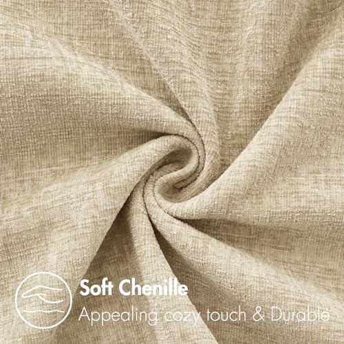 Image of MIULEE Pack of 2 Beige Throw Pillow Covers 20x20 Inch Soft Chenille Pillow Covers for Sofa Living Room Spring Home Decor Couch Solid Dyed Cases