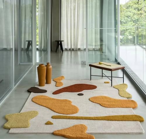 Image of Hand Made Tufted Carpet Fine Wool Floral Design Non Slip Area Rug for Your Home Weight- |20 Pound|Size-5x7 Feet (60x84 Inch)