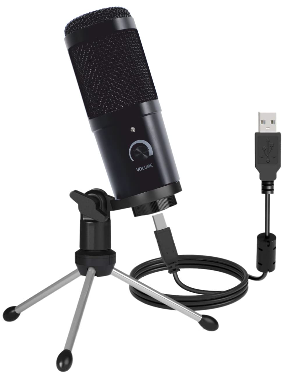 Hawkdeals AU-PM461TR USB Condenser Mic for PC and Singing, Recording Microphone with Mic Gain for Gaming, Podcast, Studio, Vlogging