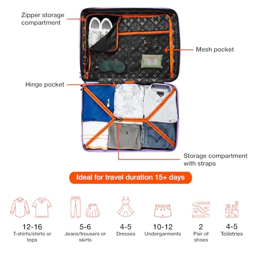 Image of Nasher Miles The Line Hard-Sided Polypropylene Check-in Luggage 28 inch | 75cm | 8 Wheels Large Trolley Bag for Travel | Suitcase (Purple)