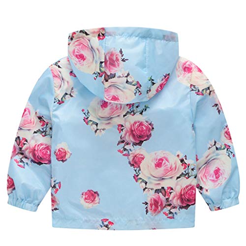 Toddler Boys Girls Cute Print Zip Jacket Hooded Trench Kids Coats Windbreaker Outdoor (Light Blue, 4-5 Years)2
