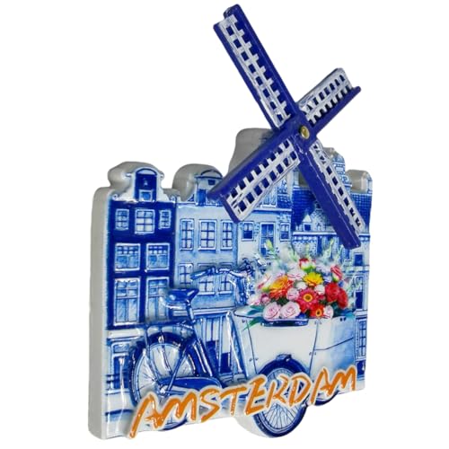 Imán para refrigerador souvenir molino de viento miniatura 3