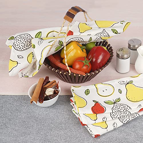 Image of FINGERCRAFT Kitchen Cloth 100% Soft High GSM Cotton Fabric Kitchen Towel, 20 x 30 Inches Perfect Size for Kitchen Uses, Set of 6, Multipurpose Use as Dish Towel, Bar Towel (Fruity Garden)