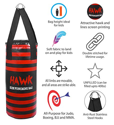 image for Hawk Sports Kids Punching Bag for Kids Boxing Gloves MMA Training Fitn