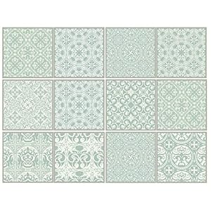Decoratieve stickertegels 15×15 cm met leuke motieven en ornamenten voor muren en tegels | 12-delige set | satijnen…