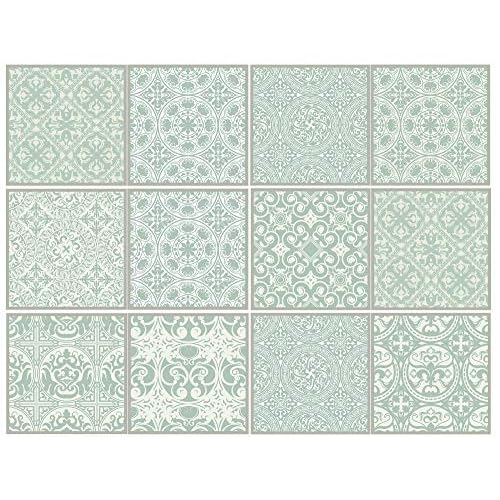 Cuadros Lifestyle Dekorative Stickerfliesen mit tollen Motiven und Ornamenten für Wände und Fliesen | 12 teiliges Set | seidenmatt, Größe:15x15 cm