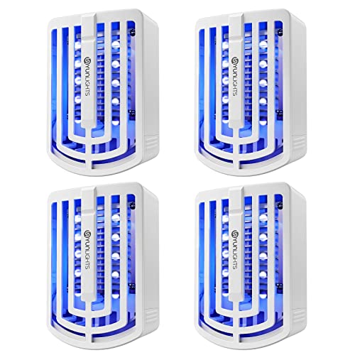 Bug Zapper Plug-in Mosquito Killer: 4 Pack Indoor Electric Repellent Fly Insect Zapper UV Lamp Trap Plug in Powered with 10 LEDs Night Light Misquote Gnat Killing for Home