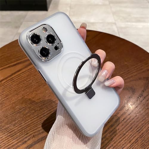 Étui magnétique iPhone 15 Pro Max gris mat avec anneau support