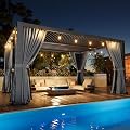 Aoxun Louvered Pergola 12' x16' All-Aluminum Outdoor Gazebo with Independent Adjustable Roofs, Waterproof Curtains and Netting, Integrated Drainage System for Patios & Poolside