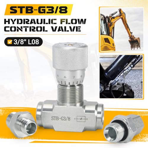 Image of STB-G3 /8 3 /8 inch L08 Hydraulic Flow Control Valve Compatible with 1-2 Ton Mini Excavator, Bidirectional Restrictor Valve with Two-Sided Connectors