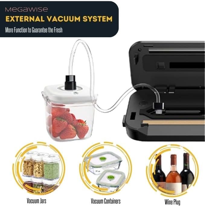 Miniatura 5 de MegaWise Máquina selladora al vacío  Nueva versión 2023  Potencia de succión de 80 kPa  Bolsas y cortador incluidos (blanco hueso)