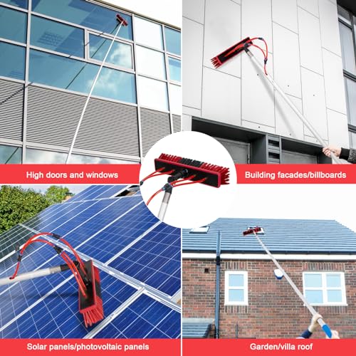 Image of 16.5 FT Water Fed Pole Kit Solar Panel Cleaning Kit Window Cleaning System, 20M Hose & Rotating BrushHead, Washing Equipment Window Cleaner Tool for Caravan Solar Panel Deck