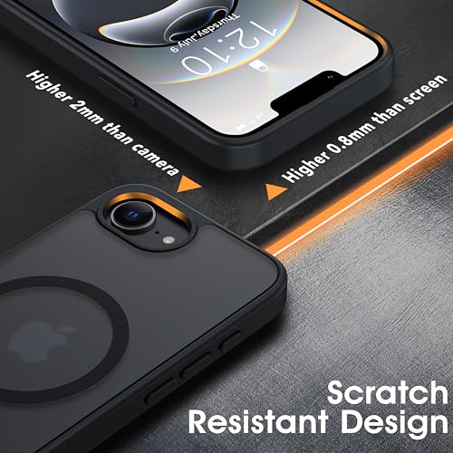 Image of Oterkin Magnetic for iPhone 17e & 16e Case Matte [Compatible with MagSafe Accessories][Frosted Translucent][Military Grade Protection][Silky Touch Shockproof Slim] Anti-Scratch Phone Case (Black)